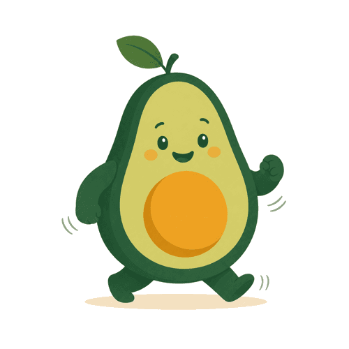 Pip the avocado mascot walking